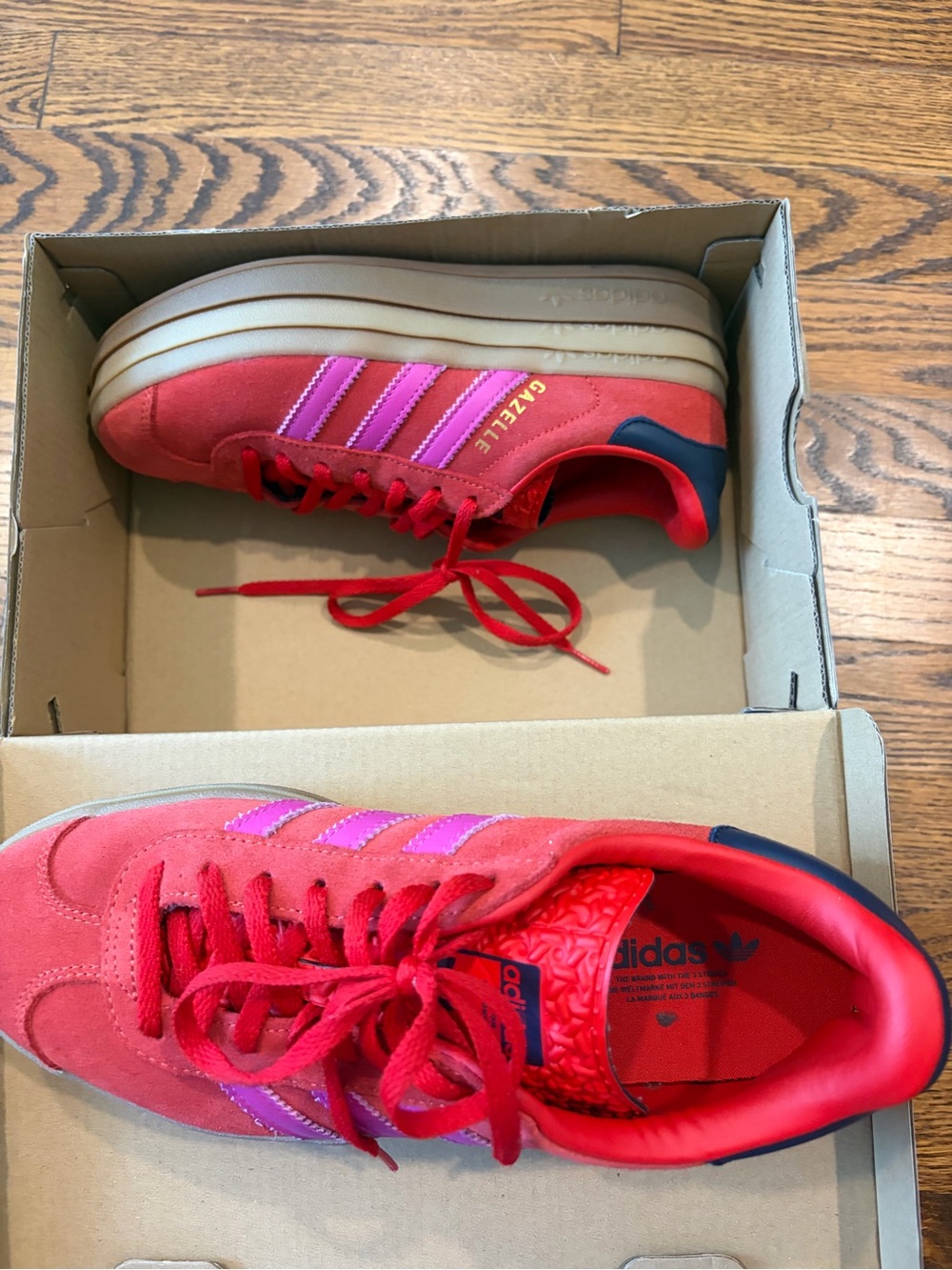 adidas Gazelle Sneakers in Red / Pink Stripes